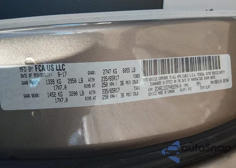 2017 Chrysler Pacifica Touring-L Plus z USA, uszkodzony, nr VIN 2C4RC1EG7HR839414